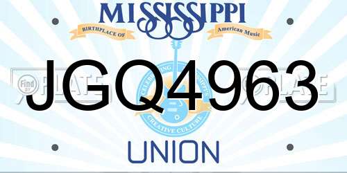 JGQ4963 Mississippi License Plate