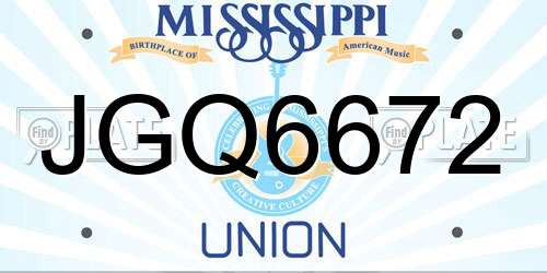 JGQ6672 Mississippi License Plate