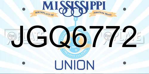 JGQ6772 Mississippi License Plate