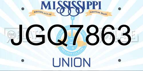 JGQ7863 Mississippi License Plate
