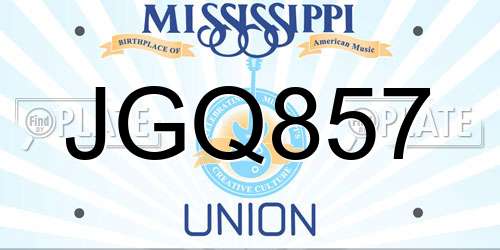 JGQ857 Mississippi License Plate