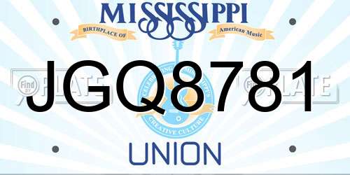JGQ8781 Mississippi License Plate