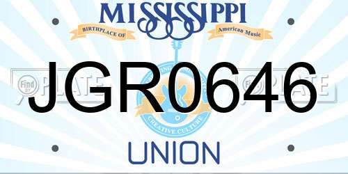 JGR0646 Mississippi License Plate