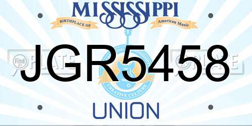 JGR5458 Mississippi License Plate