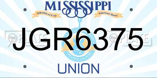 JGR6375 Mississippi License Plate