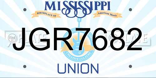 JGR7682 Mississippi License Plate