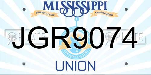 JGR9074 Mississippi License Plate