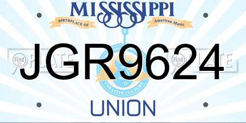 JGR9624 Mississippi License Plate