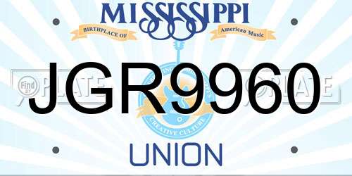 JGR9960 Mississippi License Plate