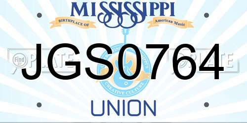 JGS0764 Mississippi License Plate