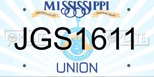 JGS1611 Mississippi License Plate