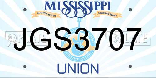 JGS3707 Mississippi License Plate
