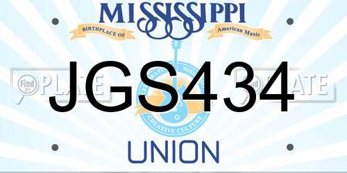 JGS434 Mississippi License Plate