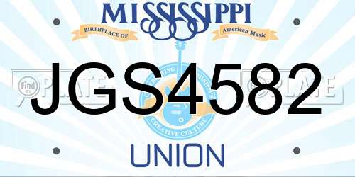 JGS4582 Mississippi License Plate