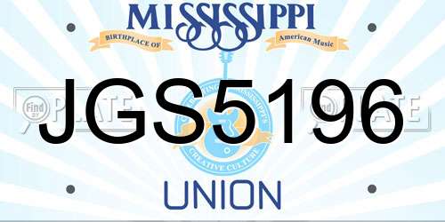 JGS5196 Mississippi License Plate