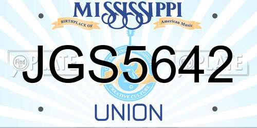 JGS5642 Mississippi License Plate