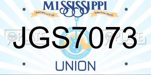 JGS7073 Mississippi License Plate