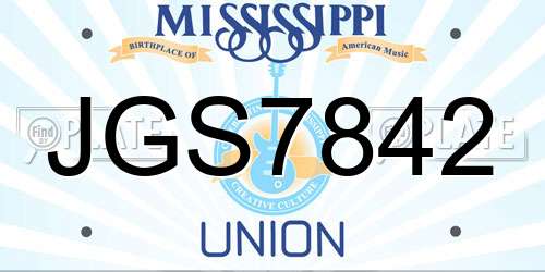 JGS7842 Mississippi License Plate
