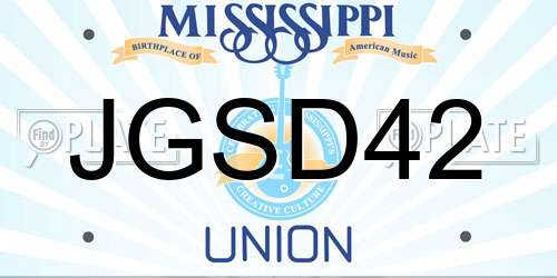 JGSD42 Mississippi License Plate