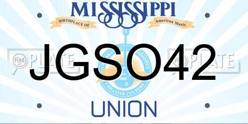 JGSO42 Mississippi License Plate