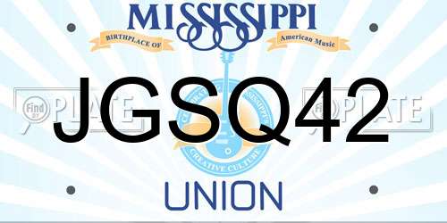 JGSQ42 Mississippi License Plate