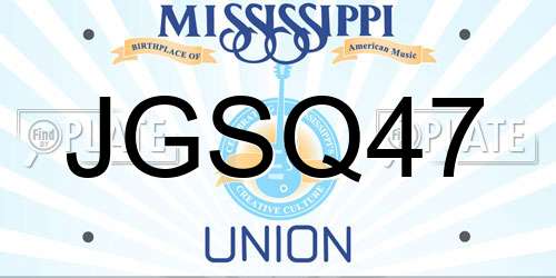 JGSQ47 Mississippi License Plate