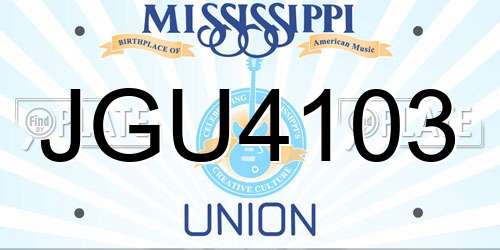 JGU4103 Mississippi License Plate