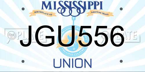 JGU556 Mississippi License Plate