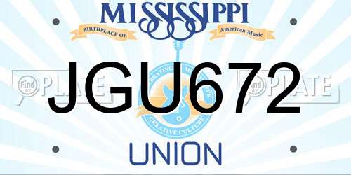 JGU672 Mississippi License Plate