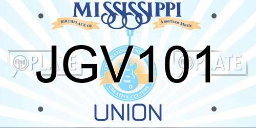 JGV101 Mississippi License Plate