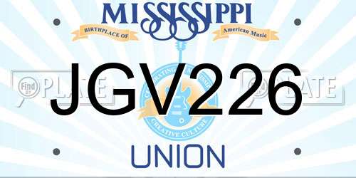 JGV226 Mississippi License Plate