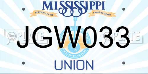 JGW033 Mississippi License Plate