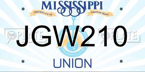 JGW210 Mississippi License Plate
