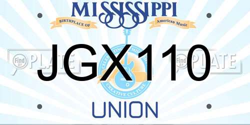 JGX110 Mississippi License Plate