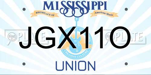JGX11O Mississippi License Plate