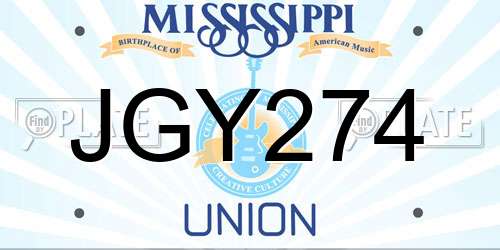 JGY274 Mississippi License Plate
