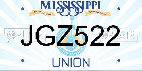JGZ522 Mississippi License Plate