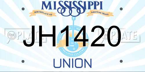 JH1420 Mississippi License Plate