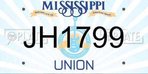 JH1799 Mississippi License Plate