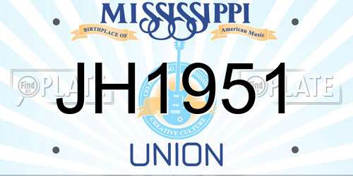 JH1951 Mississippi License Plate