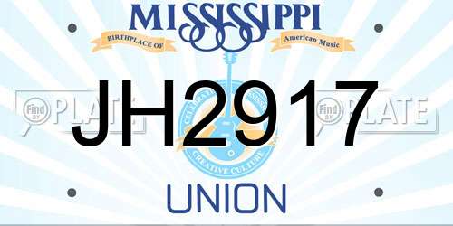 JH2917 Mississippi License Plate