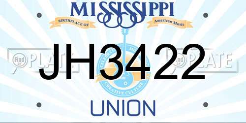JH3422 Mississippi License Plate