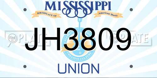 JH3809 Mississippi License Plate