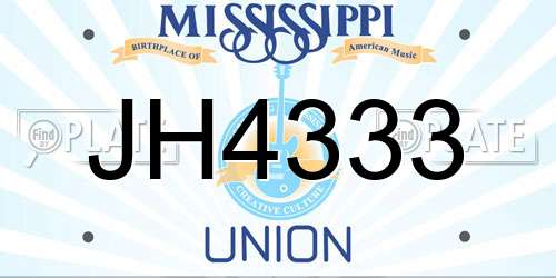 JH4333 Mississippi License Plate