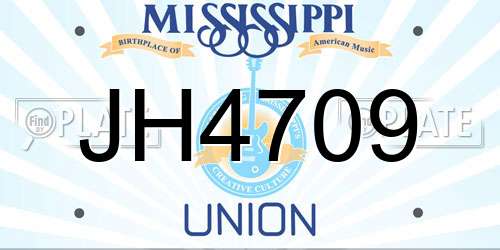 JH4709 Mississippi License Plate