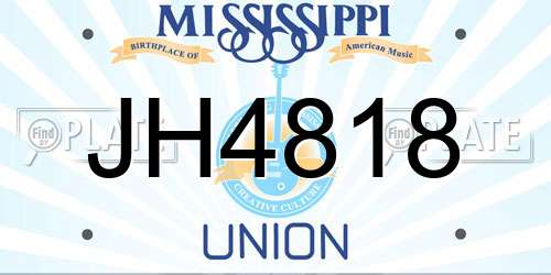 JH4818 Mississippi License Plate