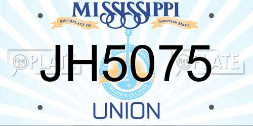 JH5075 Mississippi License Plate
