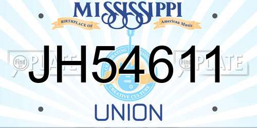 JH54611 Mississippi License Plate