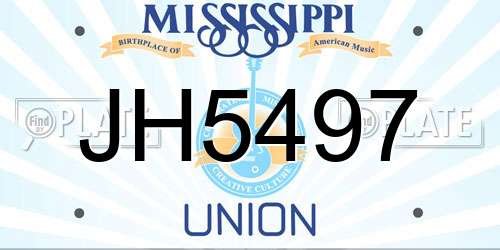 JH5497 Mississippi License Plate