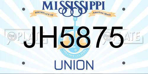 JH5875 Mississippi License Plate